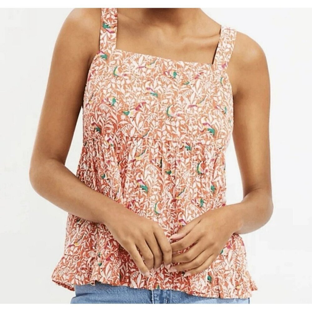 Loft NWT bird floral peplum tie back tank Size 10
